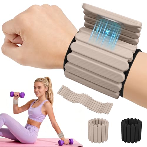 Abahub Adjustable Wrist & Ankle Weights 2Pack, Wearable Silicone Weighted Bracelet for Women, Arm Leg Weights for Home Gym Workout, Jogging, Yoga & Pilates - color: Magnetic Beige, size: 4.4LB Pair (2.2LB Each)