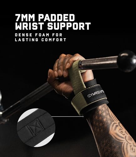 Gymreapers Weight Lifting Straps With Dowel - Wrist Straps for Weightlifting - Workout Deadlift Wrist Weights - Reinforced Stitching & Padded Fit Gym Accessories for Strength & Gym Hand Grip - color: Desert Sand