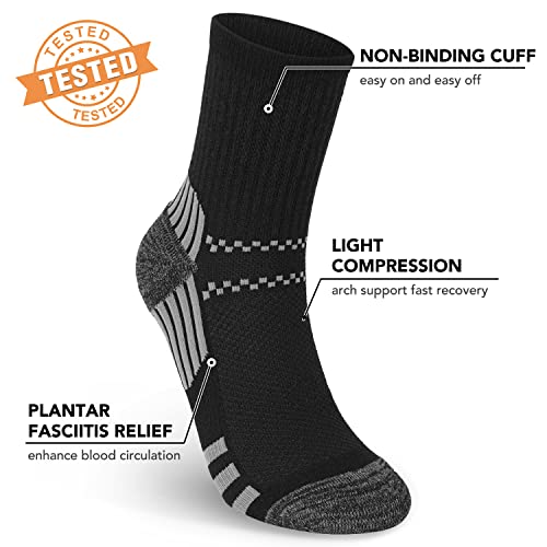 5 Pairs Copper Compression Socks for Women & Men - Ankle Plantar Fasciitis Arch Support Running Socks for Athletic - color: 02 Black, size: Small-Medium