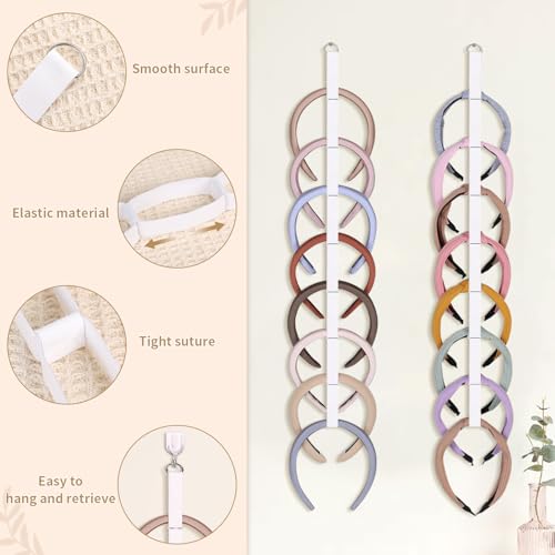 3 PCS Headband Holder Organizer for Girl,Hanging Hairband Storage for Women,White Hair Hoop Display Hair Accessories Organizer Bedroom College Dorm Decor - color: White-3pcs