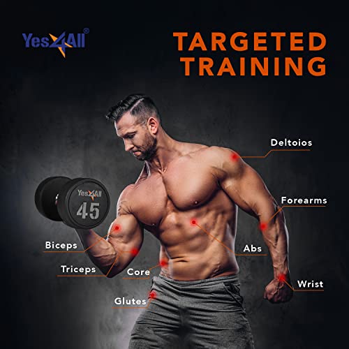 Yes4All Urethane Dumbbell with Anti-Slip Knurled Handle 5-50 LB for Muscle Building - Sold Individually - color: F. 30 Pounds