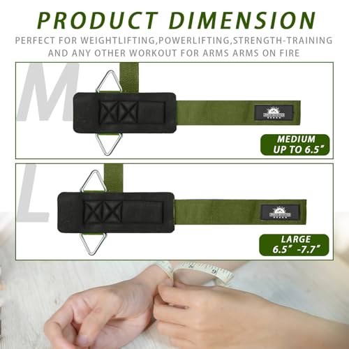 Wrist Cuffs Weight Lifting Straps – Heavy-Duty Cable Machine Attachments & Weightlifting Wrist Support for Lateral Raises, Pull Exercises & Strength Training - color: armygreen, size: size L