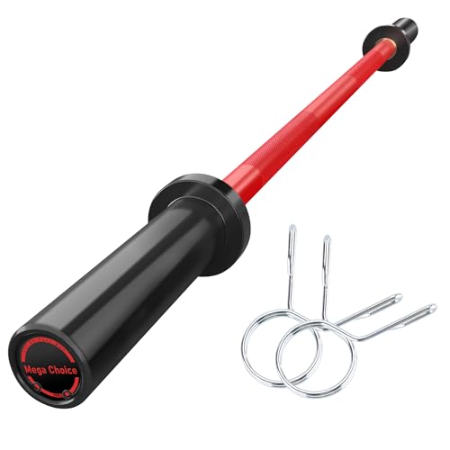 7FT/4 ft Home Gym Barbell Bar – 700LB/1500LB/500LB Capacity, Anti-Slip Knurling, Solid Steel, for Weightlifting, Strength Training - color: Red, size: 4FT-Straight Bar