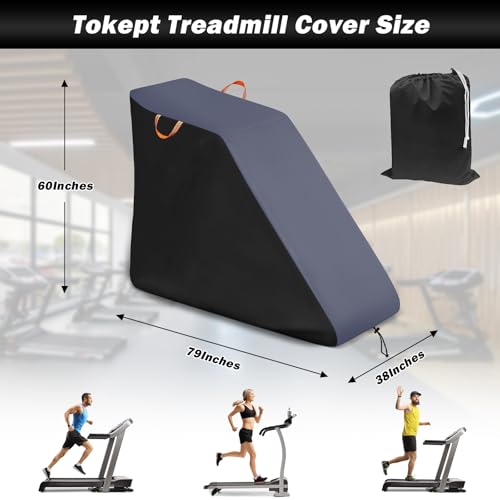 Treadmill Cover Waterproof Dustproof Running Machine Cover Exercise Workout Equipment Protective with Reflective Strips for Home Gym Indoor Outdoor