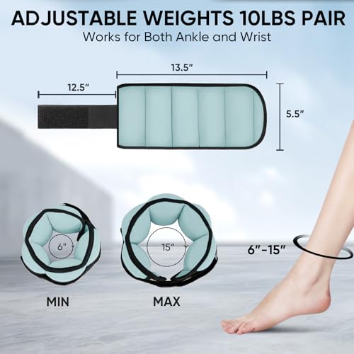 APEXUP Adjustable Ankle Weights for Women and Men, Modularized Leg Weight Straps for Yoga, Walking, Running, Aerobics, Gym, Physical Therapy - color: Pastel Blue, size: 5 lbs x2