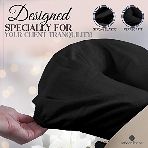 London Linens Pack of 10, Premium Extra Thick 100% Cotton Flannel Massage Tables Face Cradle Covers Cozies Fitted - Includes 10 pcs (Black) - color: Black, size: 10
