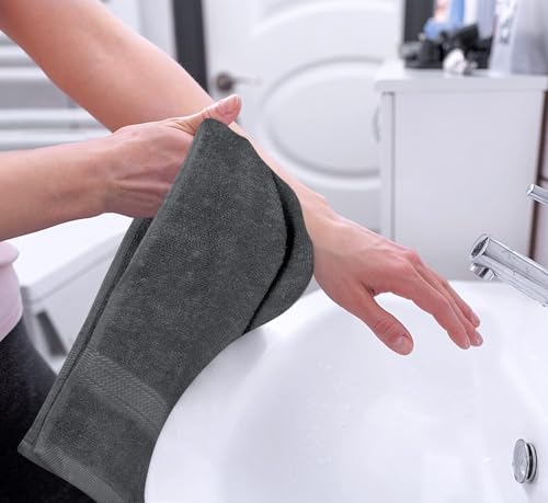 Utopia Towels 6 Pack Premium Hand Towels Set, 16 by 28 inches, 100% Ring Spun Cotton, Ultra Soft and Highly Absorbent 600GSM Towels for Bathroom, Gym, Shower, Hotel, and Spa, Grey - color: Grey, size: 6 Hand Towels