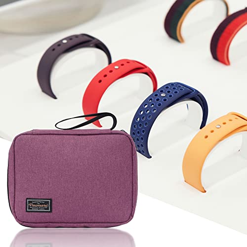 PACMAXI 20 Watch Bands Storage Carrying Case Compatible with Watches,Expandable Watch Band Holder Stores 20 Watch Bands Fit for Most Sizes of Watch Straps,Organizer for Watch Bands, Bag Only (Purple) - color: 1-purple
