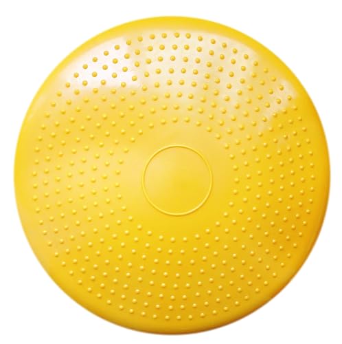 AppleRound Inflated Wobble Cushion with Hand Pump, Air Stability Board (Extra Thick), Core Balance Disc for Adults, Sensory Wiggle Seat for Kids, Flexible Seating for All Age, 13.5in / 34cm Diameter - color: Yellow