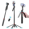 ULANZI MA09 Phone Tripod, 71" Selfie Stick for Luna Gopro Pocket4 Action | Cell Phone Tripod Stand w rechargeable remote, Handheld Shooting, 360° Rotating, 1/4'' Screw for Selfie Video, iPhone Android - color: MA09 Red