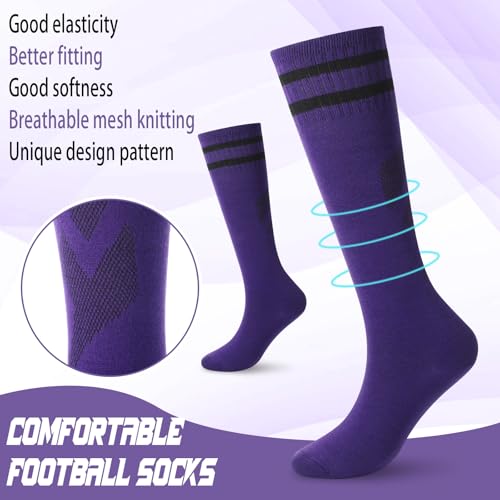 Soccer Shin Guards and Socks Kids Youth Lightweight Soccers Pads Defender with Ankle Protection Ski Shin Guards Football Equipment for Age 4-14 Toddler Boy Girl - color: Purple, size: Small