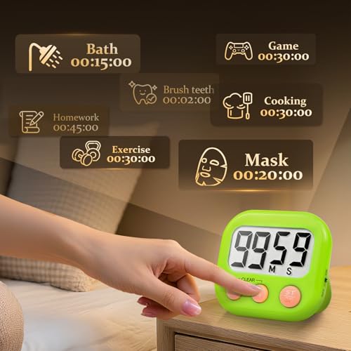 6 Pack Digital Kitchen Timer Small Classroom Timers for Kids Teachers (Orange&Green) - color: Orange&green