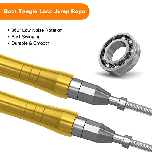 Jump Rope, High Speed Weighted Jump Rope - Premium Quality Tangle-Free - Self-Locking Screw-Free Design - Jump Ropes for Fitness - Skipping Rope for Workout Fitness, Crossfit & Home Exercises - color: Yellow