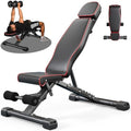 YOLEO Adjustable Weight Bench with Bench Press Stand, Foldable Workout Bench with Extended Head/Elbow Pad(for Users up to 7') - color: Extra Large-Black