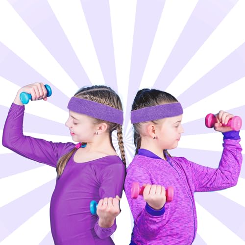 Bememo 36 Pcs Neon Sweatbands Set Soccer Party Favors Cotton Headbands Wristband Sweat Bands Soccer Mom Essentials for Football Fans Sporting Events 80 90s Glow Party - color: Purple, size: Small