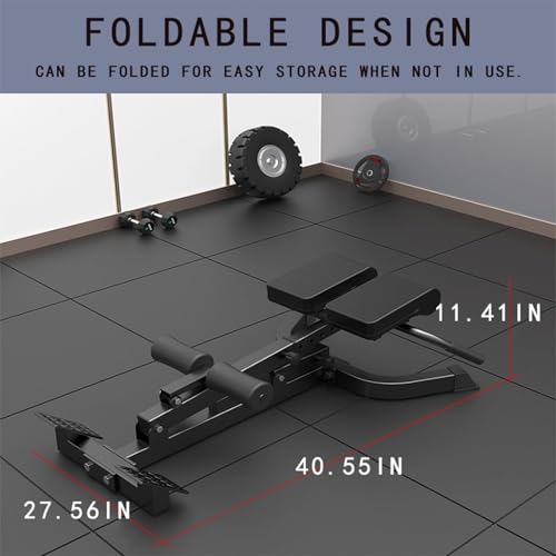 Adjustable Hyperextension Bench, Foldable Roman Chair, Back Extension Equipment, Black, Home Gym Workout