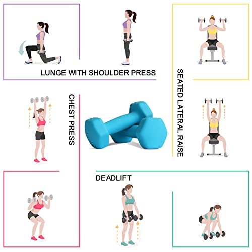 Balelinko Home Gym Equipment Workouts Strength Training Weight Loss Pilates Weights Yoga Sets Weights for Women, Men, Seniors and Youth - color: Blue, style: 9 LB, Pair
