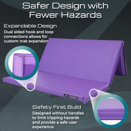 Z Athletic Folding Mat for Gymnastics, Tumbling, Cheerleading, and More, 4 Ft x 6 Ft x 2 In - color: Purple