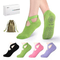 BKP Yoga Socks for Women,Pilates Socks Non Slip Grip Socks Suitable for Ballet,Plasticity,Dance,Home,Training - color: 4pairs-(1black&1pink&1purple&1green)