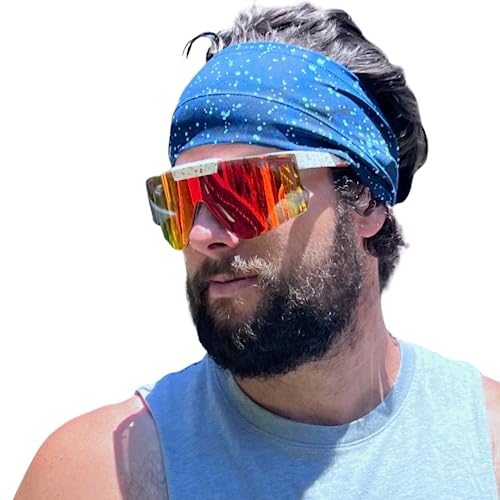 Halo Headband Bandit - 4" Wide Pullover Sweatband Running Headband Men Women Absorbent Soft Comfortable.Channels Sweat Out of Your Eyes Keeps Hair in Place No-Slip - color: Galaxy
