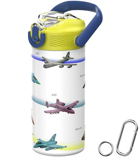 MYFOREST 14oz/400ml Insulated Kids Water Bottle, Odor-free Liner, 3D Touch | No Plastic Taste, Surgical Steel - No Chemical Leaching, Name Spot, Soft Sipper, Gift for AvGeek, Block Guardians: Air - color: Block Guardians: Air