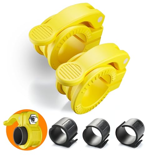 Narrow Barbell Clips 2.5cm Width for Olympic Bars, 0.9-1.18inch Adjustable Weight Clamps, Quick Release Locking Collars for Weightlifting - color: Yellow