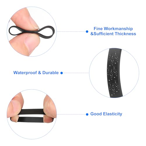 uxcell 60Pcs Silicone Rubber Bands, 7mm x 20.5mm Rubber Bands Rings Cable Ties Strong Elastic Bands Non-Slip for Cord Wrapping Bag Wraps, Black - color: Black, size: 7 x 20.5mm