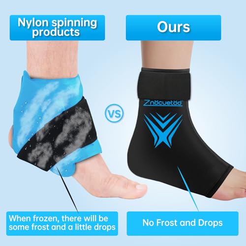 Ankle Ice Pack Wrap for Swelling, Reusable Foot Heel Gel Ice Pack for Injuries Sprained, Hot Cold Therapy Sock Compression for Plantar Fasciitis Pain Relief, Achilles Tendonitis - style: Ankle-Black
