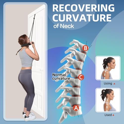 Comness Cervical Neck Traction Device for Home Use, Adjustable Neck Stretcher Strap Over Door for Pain Relief and Spinal Decompression, Restore Natural Curve of The Neck - size: Thin
