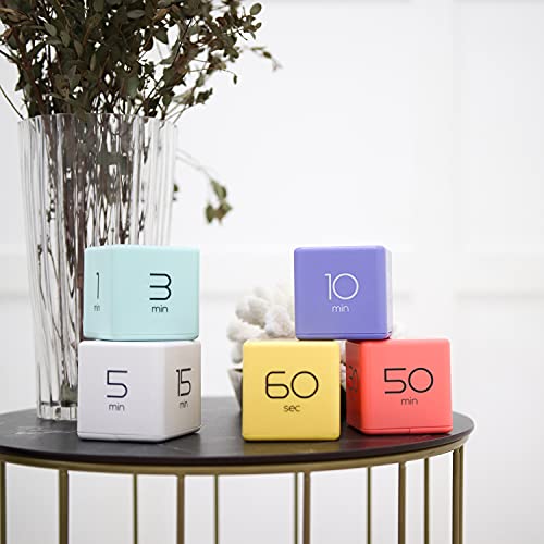 mooas Cube Timer (Violet), Timers Cube Flip Block Timers Productivity Gravity Sensor Time Management for Kids ADHD Classroom Kitchen Desk Workout Cooking Study 5, 10, 20, 30 min Timer Setting - color: Violet