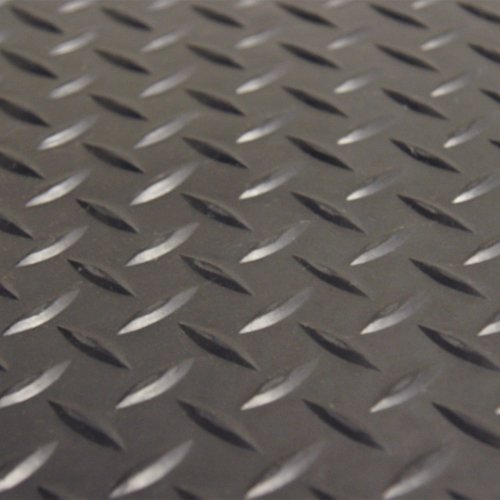 Rubber-Cal Diamond-Plate Rubber Flooring Roll - 3 mm x 4 ft x 2 ft Roll - Black - size: 24"L x 48"W x 0.1"Th