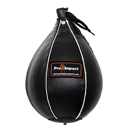 Leather Speed Bag – Rapid Rebound Pear-Shaped Punching Ball with Durable Latex Bladder for Boxing, MMA & Home Gym - color: Black, size: M - 7"x10"