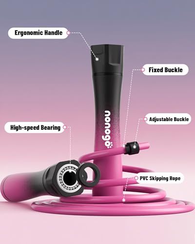 nonogo 1.1LB Weighted Jump Rope for Women – Adjustable 10mm Heavy PVC Skipping Rope for Fitness, Ideal for High-Intensity Training, MMA, Boxing, CrossFit, Weight-loss Workouts - color: Purple Handle + Purple Rope