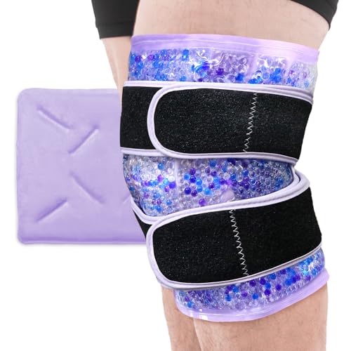 Knee Ice Pack Wrap for Pain Relief Reusable Gel Ice Wrap for Leg Injuries Swelling Knee Replacement Post-Surgery Recovery Adjustable Cold Compression Therapy Wrap for Arthritis - color: Light Purple