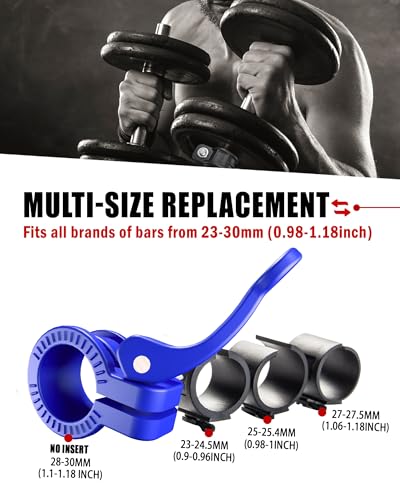 Mini Barbell Clips 1 inch I Multi-Size Adjustable Barbell Collar I 1 inch Barbell ClampsIQuick Release Weight Clips Pair of Locking for Dumbbell Bar - color: Blue