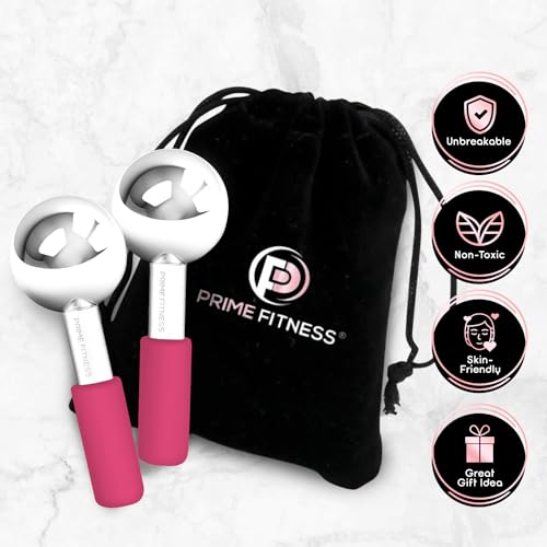 Ice Globes for Facials | Unbreakable Steel Cooling Roller | Cryo Sticks for Face | Massager for Face Neck & Eyes | Skin Care for Dark Circles, Puffiness, Wrinkles, Collagen Production (Pink) - color: Pink