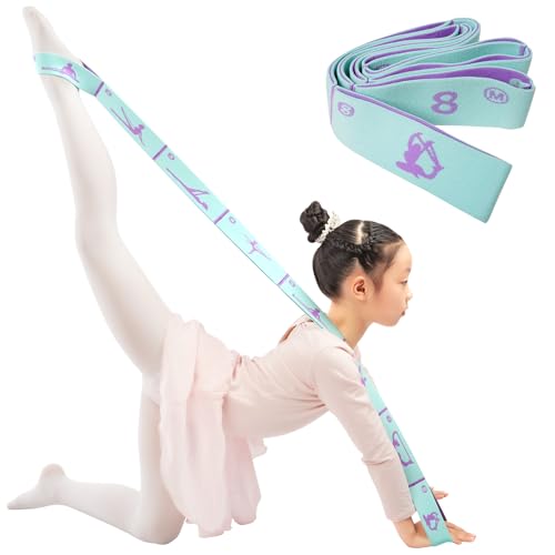 8 Loops Stretching Strap for Kids, Extended Dance Stretch Band Elastic for Ballet & Gymnastics, Children's Resistance Bands for Flexibility Training, Dance Equipment for Girls - color: Blue