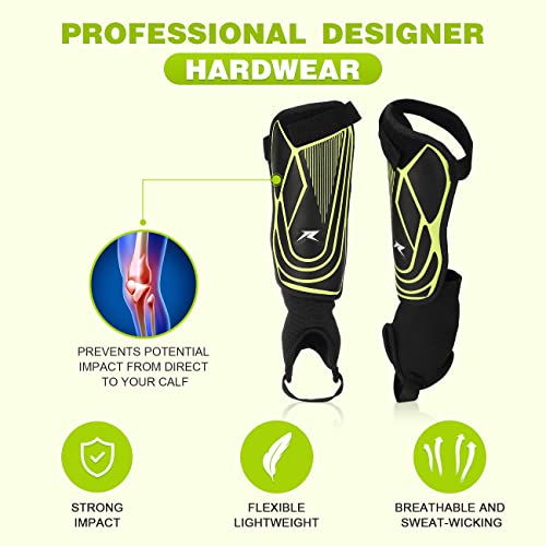 Soccer Football Shin Guards with Ankle Protection, Super Protective Flexible Low-Profile Adult,Youth, Junior - size: Large