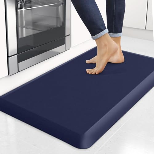 4/5 Inch Thick Kitchen Mats for Floor, StepRite Kitchen Rug for Standing Desk, Non-Slip, Thicker, Stain & Water Resistant, Comfort Anti Fatigue Floor Mat for Home, Kitchen, Office - Blue,32 * 20'' - color: Blue, size: 32"L x 20"W x 0.8"Th