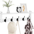 Homode Coat Rack with Shelf Wall Mount, 24 Inch Long Wall Shelf with Hooks Underneath, Wood Hanging Coat Hanger with Hat Shelves for Entryway, Bathroom, Mudroom, White - color: White, size: 24 Inch Long