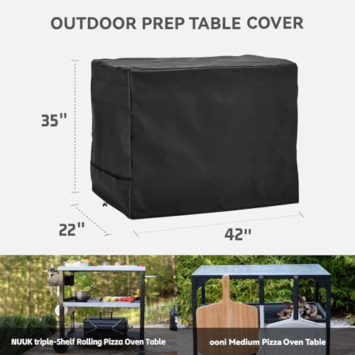 Outdoor Prep Table Cover- Heavy Duty Waterproof Cover for Outdoor Stainless Steel Table,Compatible with 42 inch Outdoor Utility Cart and Storage Cabinet Black - color: Black, size: 42"x 22"x 35"