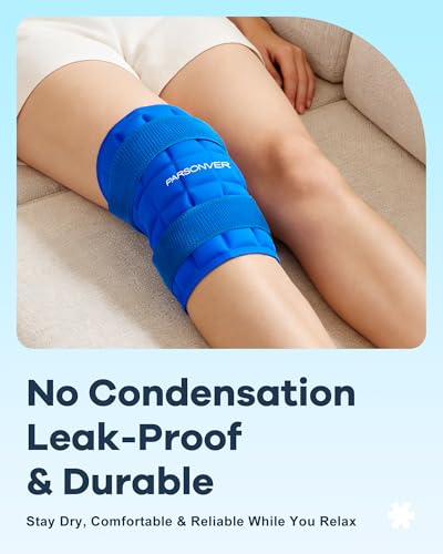 Knee Ice Pack Wrap for Pain Relief, 120-Min Long-Lasting & No Condensation | Ice-Grid Even Cooling Design, Reusable Gel Cold Therapy for Injuries, Knee Replacement Surgery, Swelling, ACL, Meniscus Tear