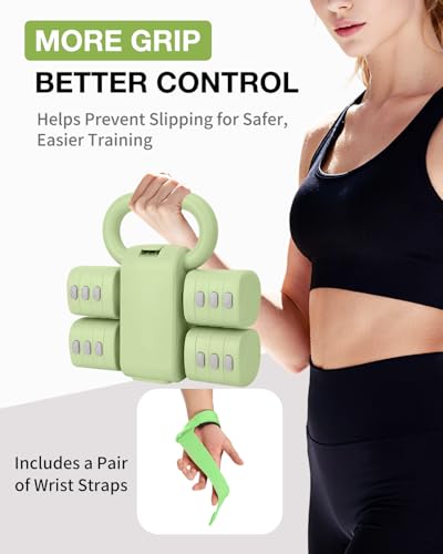 Adjustable 2-in-1 Dumbbell & Kettlebell Set, Free Hand Weight 4.4lb~11lb for Home Gym Training - color: Green