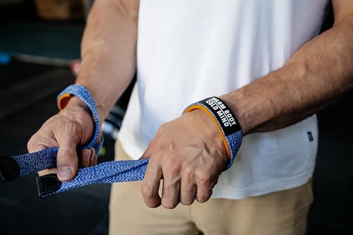 WARM BODY COLD MIND V2 Lifting Wrist Straps for Weightlifting - Hand Straps for Powerlifting, Weight Lifting, Bodybuilding Functional/Cross Training, Deadlift Gym Bar, Cotton - color: Basic Blue