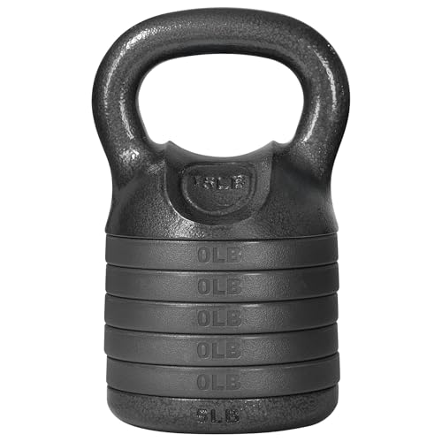 Yes4All Adjustable Kettlebell Set, 20–40 LB Weight Set, Solid Cast Iron Handle with Spacer Disks & Secure Lock, Space-Saving Kettlebell for Home Gym Strength Training, Black - size: 20 Pounds