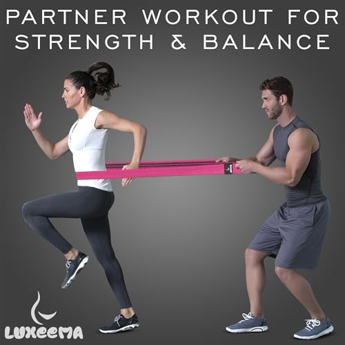 Premium 76" Extra Long Resistance Band for Working Out, 3" Wide Non-Slip Fabric Exercise Band for Stretching, Yoga, Strength Training & Physical Therapy - color: Pink