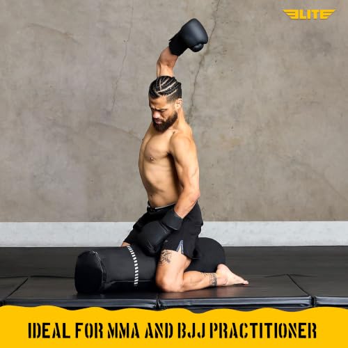 Elite Sports Boxing Bag 4 FT – Heavy Duty Canvas Punching Bag with Straps for Boxing, Training, MMA, Muay Thai, Kickboxing, Martial Arts & Fitness – UNFILLED Heavy Bag - color: Black