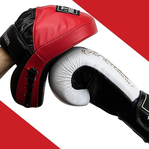 Green Hill Curved Boxing Focus Mitts for MMA, Muay Thai & Boxing - color: Red/Black