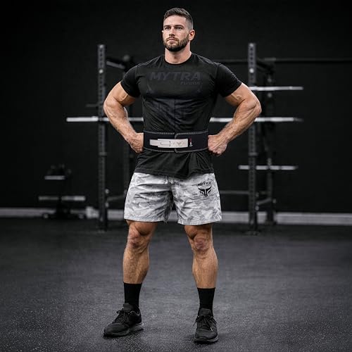 Mytra Fusion Gym Belt with Lever Buckle Weight Lifting Belt for Men and Women 4" wide Genuine Leather Powerlifting Belt for Gym, Training, Weightlifting, Bodybuilding Fitness and Workout - size: S