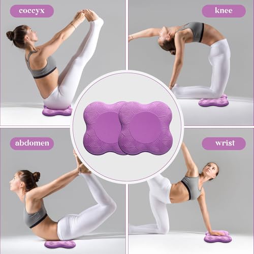 2 Packs Yoga Knee & Elbow Cushions - Extra Thick Foam for Knees, Elbows, Wrists, Hands & Head - Pilates & Kneeling Pads - Support Foam Pads for Women & Men - color: purple